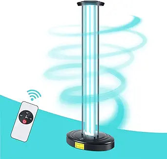 JTAPURE 100W UV Light, Ultraviolet Lamp Purifier for Whole Room & House, Ozone-Free, Home Disinfection Device with 3-Gear Timer Remote Control, UVC Lights, Purification for Bathroom, Toilet, Office