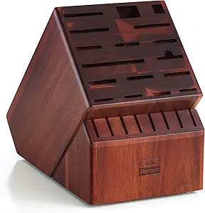 Cooks Standard Classic Bamboo Cutlery Block Holder without Knives, X-Large Universal Countertop Butcher Block Kitchen Knife Stand for Easy Kitchen Storage, Made of Natural Acacia Wood, 25 Slot