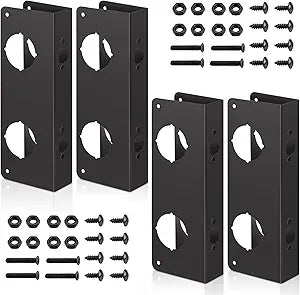 Ferraycle 4 Pieces Stainless Steel Door Reinforcement Plate for 1-3/4" Thick Doors Deep Bronze Lock with Screws Reinforce and Repair Door Jamb Reinforcement for Home Bedroom