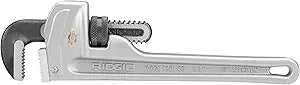 RIDGID 31090 Aluminum Straight Pipe Wrench, 10" Sturdy Plumbing Wrench with Self Cleaning Threads and Hook Jaws