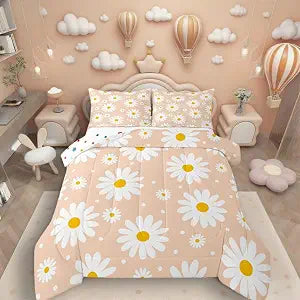 Erosebridal Orange Kawaii Floral Comforter Full for Kids Girls Teen Women