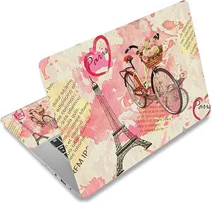 Laptop Skin Sticker Decal,12" 13" 13.3" 14" 15" 15.4" 15.6" Laptop Skin Sticker Protector Cover for Toshiba Hp Samsung Dell Apple Acer Leonovo Sony Asus Laptop Notebook (Paris & Bicycle)