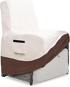 Outdoor Recliner Chair Cover,600D Heavy Duty Waterproof Patio Chair Covers,Outdoor Furniture Covers for Lawn/Garden Recliner Chiar,Beige&Brown