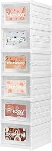6 Shelf Daily Weekly Clothes Organizer for Kids Foldable Weekly Hanging Closet Organizer with Door Plastic Closet Storage for Boys and Girls Monday Through Friday Essential Stuff