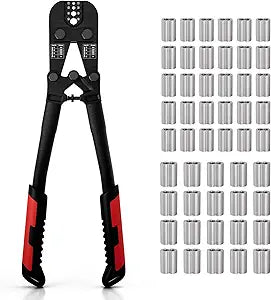 Sanuke Wire Rope Crimper Tool Kit, Swagging Tool for Copper Aluminum Oval Sleeves, Double Sleeves, Crimping Cavity 3/64" 1/16" 3/32" 1/8"