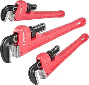 3Piece Aluminum Pipe Wrench Set (10, 14, 18), Heavy-Duty Adjustable Straight Plumbing Wrenches, Drop-Forged Jaws, Lightweight Design, Versatile for Plumbing & Home Repair