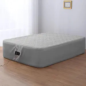 Twin Air Bed Mattress Pad with 15-24 Inch Deep Pockets - Waterproof Protector for Warm Sleep & Cold Air Insulation,Perfect for Camping, Guest Bed, Pets & Overnight Visitors-Gray