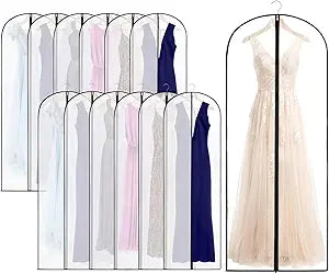 Amylove 20 Pcs 24 x 72 Inch Garment Bags Bulk Hanging Clothes Storage Covers for Closet Organization Dustproof Transparent Dress Suit Bag Set for Wedding Dresses Long Gowns Coats Seasonal Wardrobe