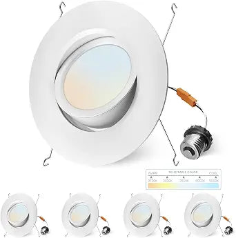 6 Inch Gimbal Led Recessed Lighting Retrofit 4 Pack