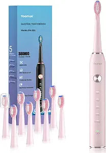 Sonic Electric Toothbrush for Adults & Kids - 5 High-Performance Modes, 8 Replacement Heads, 2.5-Hour Fast Charge, Built-in Smart 2-Minute Timer, IPX7 Waterproof, 35 Day Battery Life - Pink