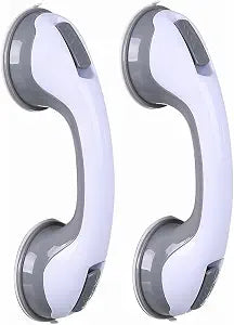 HONEYSEW 2 Pack Grab Bars for Bathtubs and Showers Suction Cup Grab Bar, Heavy Duty Shower Handle Removable Bath Handrails for Seniors and Elderly, Bathroom Safety Grip No Drilling Waterproof (Gray)