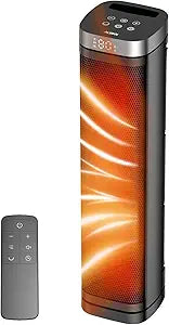Portable Space Heater, 1500W Ceramic Heating Fan with Thermostat, Remote Control, 3 Heating Modes, 70┬░ Oscillation, Ideal for Office, Home, and Bedroom Use