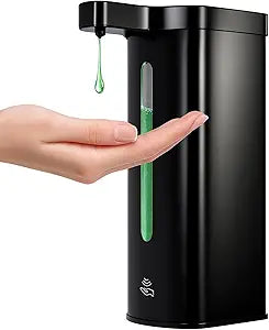 Touchless Automatic Soap Dispenser, 17 oz / 500ml Type-C Rechargeable Countertop Liquid Hand Soap Dispenser for Kitchen and Bathroom, Stainless Steel, Black