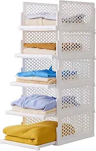 Pull-out Plastic Storage Basket,Stackable Closet Organizers Drawer Anti-Tipping, Reinforced Stable Shelf Container for Bathroom Laundry Room Storage, Space-Saving Clothes Storage (white, Large-5pcs)