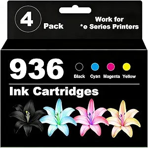 936 936xl Ink Cartridges Compatible for OfficeJet 9120, Pro 9110, 9120, 9130, Wide Format 9730 Printers,4 -Pack, Black, Cyan, Magenta,Yellowï¼ˆ6C3Z5LNï¼‰