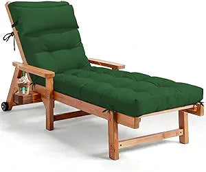 Waterproof Lounge Chair Cushion Outdoor for Chairs, Fade Resistant Chaise Lounger Replacement Cushions with 6 Ties, Thickened Memory Foam Pool Lounge Chair Cushions, 76 x 22 x 4.7 Inches, Green
