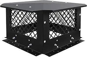 Chimney Rain Cap, Chimney Cover Fireplace Chimney Flue Caps, Adjustable Metal Strips with Bolts Screws Black (9" x 9")
