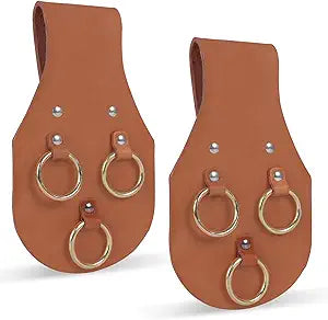 2 Pcs 3 Ring Spud Wrench Holder for Tool Belt, Heavy-Duty Leather Ironworker Tool Holster with Welded Steel Rings for Tool Organization (2)