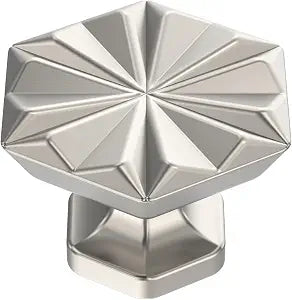 Alzassbg 1-1/4" Brushed Satin Nickel Hexagon Cabinet Knobs 10 Pack AL0007SN