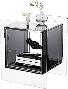Acrylic Nightstand Colorful Bedside Table with Open Storage Shelf,Clear Side Table for Living Room (1, Black)