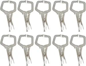 findmall 10Pcs 11 Inch Locking C Clamps with Swivel Pads Heavy Duty C-Type Locking Plier Table and Tool Vise Grip