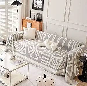 Boho Sofa Covers for Dogs, Chenille Couch Slipcovers for Pets, Washable Furniture Protector, Anti-Slip Pet-Friendly Couch Covers, Sectional Sofa Slipcover [ Large 71" x 118"] (Gray)