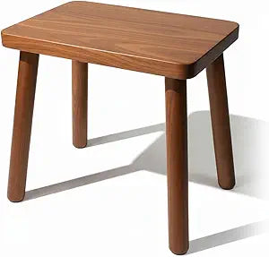 13.4inch Wooden Step Stool for Adults,Small Wooden Stool with Non-Slip Feet,Removable Plant Stand,Compact Square Design for Bedroom Office Bathroom Garden(Brown, Large)