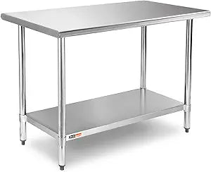 Stainless Steel Table for Prep & Work 24x48 inches,4ft, Commercial Heavy Duty Table with Undershelf for Restaurant, Home,Hotel Kitchen, Laundry Room, Garage,Workshops