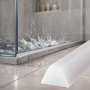 98 Inch Collapsible Shower Water Dam, Shower Threshold Water Dam Shower Barrier, Dry and Wet Separation Door Dam Water Stopper Kitchen Shower Threshold Silicon Water Blocker(Mini Trapezoid)