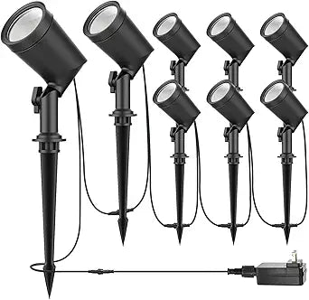 SUNTHIN Outdoor Landscape Lights 8 Pack, 600LM per Light, Retro Aluminum Light Socket