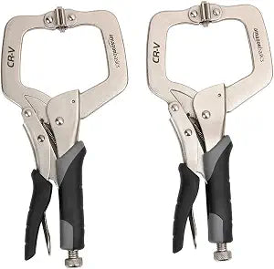 Amazon Basics Adjustable Metal Face Clamps for Woodworking, Welding, or Repairs, 3-inch Jaw Reach, 2-Pack, Black/Silver