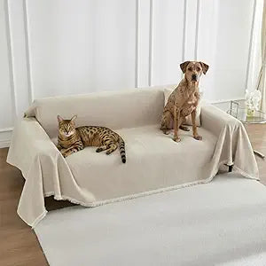 Couch Cover Blanket - Thick Chenille Sofa Cover Protector for Large Couch, Washable Slip Sofa Throw for Dogs, Pets, Cats, Chairs, Cushions & Sectional Seats (71 x 134, Light Brown)