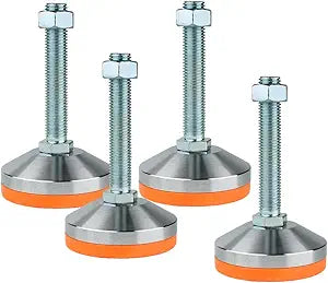 Heavy Duty Leveler Leg,Leveler Feet 3.14" Dia Base,Adjustable Leveling feet M16 Thread, 2600 Lb Capacity,Capacity for Workbench, Machine, Cabinet, More D80xM16xH100,4 Pack,Orange