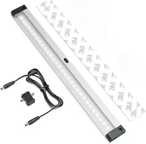 EShine 12 inch LED Dimmable Under Cabinet Lighting Strip with Hand Wave Motion Sensor, Black, with Accessories (No Power Supply Included), Cool White (6000K)