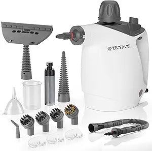 TICYACK Handheld Steam Cleaner, Steam Cleaner with 16 PCS Accessory & Safety Lock, 500ML Capacity, Multi-Surface Deep Cleaning for Home, Car, Bathroom, Grout, Floor, Window (White)