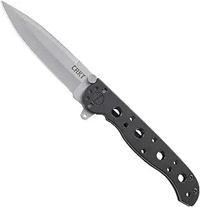 CRKT M16-01S Folding Knife with Frame Lock: Stainless Steel Plain Edge Blade, Stainless Steel Handle, Reversible Pocket Clip, M16-01S