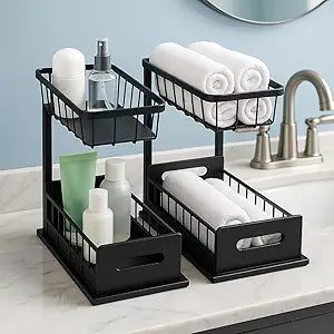 USTECH Under Sink Organizer, 2-Tier, Cabinet Organizer, Bathroom Organizer, Under Sink Organizers & Storage, Pack of 2