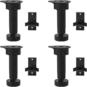 Dowell 4 Pack Heavy-Duty Leveling Feet 4-9/16" to 5-7/8" Adjustable ABS Plastic Cabinet Furniture Leveler Legs-4007 BL4-4Pack