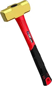 C&T 3lb Brass Sledge Hammer,Non-Sparking,Comfortable Fiberglass Handle,3-Pounds,Non-Magnetic,Corrosion Resistant