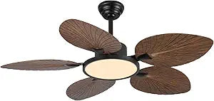 52 Inch Tropical Palm Leaf Ceiling Fan with Light and Remote Control, Indoor Outdoor Ceiling Fan with Adjustable Brightness 6 Speeds DC Motor for Bedroom Living Room Patio