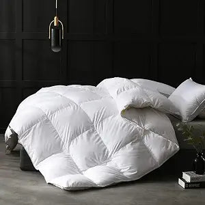 APSMILE Down Feather Fibers Comforter King Size Luxurious All Seasons Duvet Insert - High Bulkiness Hotel Collection Comforter, 54 Oz Fluffy Medium Warmth Feathers Down Duvet(Solid White, 106x90)