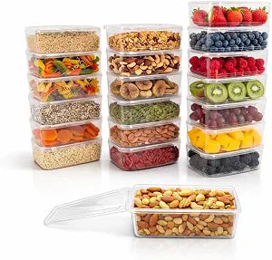 20 Pack 34 oz Airtight Food Storage Containers with Attached Hinged Lids  BPA Free Stackable Plastic Kitchen Storage Containers for Pantry, Fridge Storage & Meal Prep  Clear Containers