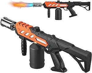 Powerful Propane Torch Gun, Adjustable Flame Thrower Gun, Kitchen Torch with Detachable Design, Flamethrower Blow Torch for BBQ, Searing Steak, Welding, Camping Charcoal Lighter(Tank Not Included)