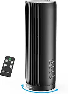 DR.PREPARE Tower Fan for Bedroom, 13 Inch Portable Desk Table Fan, 28 dB Quiet Bladeless Fan with Remote, 12H Timer, 3 Speeds, 60 Oscillating Fans for Indoors, Cooling Fans for Room, Home, Office