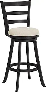 Hillsdale Laymon Modern Wood Swivel Stool with Upholstered Seat, Bar Height, Black