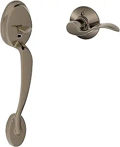 SCHLAGE FE285 PLY 620 Acc LH Plymouth Trim Lower Half Front Entry Handleset with Accent Left Hand Lever, Antique Pewter