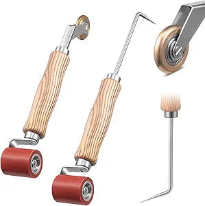 2 Pcs Seam Roller with Tester Probe, 40 mm Silicone Seam Roller with 6 mm Brass Detail Penny Tool, Smoothing Tool for PVC/TPO/EPDM Single Ply Roofing Tape Woodwork Wallpaper Installation