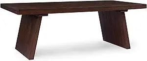 Maven Lane Wood Coffee Table, Contemporary Accent Table, Living Room Furniture, Modern Wire Brushed Finish, Family Room Table, Indoor Furniture, Rectangle Table, 48" x 24" x 17" Marcella, Aged Brown