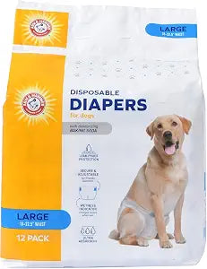 Arm & Hammer for Pets Disposable Female Dog Diapers, Odor Control, Wetness Indicator, Leak-Resistant, Size Large 18-23 Inch Waist, 12 Count, 6 Pack