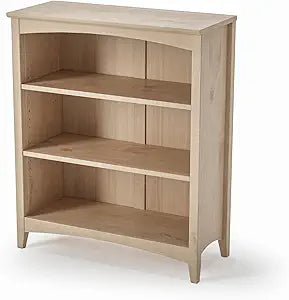 Camaflexi Shaker Style 3 Shelf Bookcase/Solid Wood / 36" High/Adjustable Shelving/Closed Back/Display Bookshelf for Living Room, Bedroom, Home and Office, Light Oak